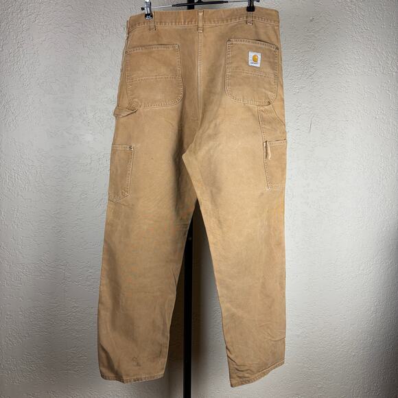 Vintage Carhartt 1970s 80s Tan Double Knee Carpenter Sz 39 Duck Canvas Pants - Picture 7 of 9